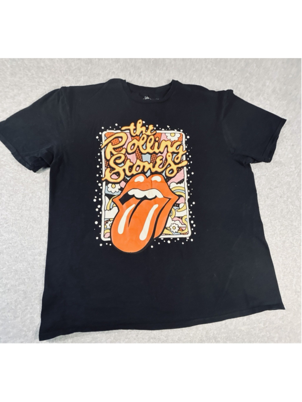 The Rolling Stones T Shirt Mens XL Black Knit Tongue Band Merch Rock Music